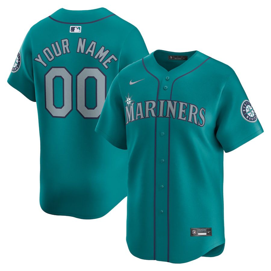 Men Seattle Mariners Nike Aqua Alternate Limited Custom MLB Jersey